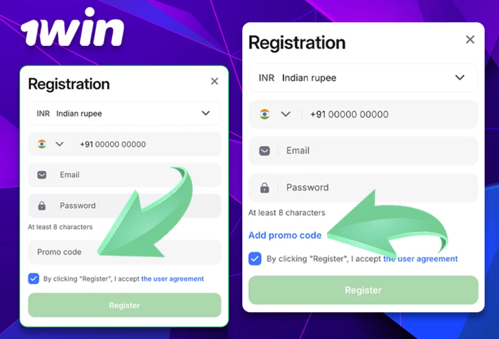 Registration at 1win India